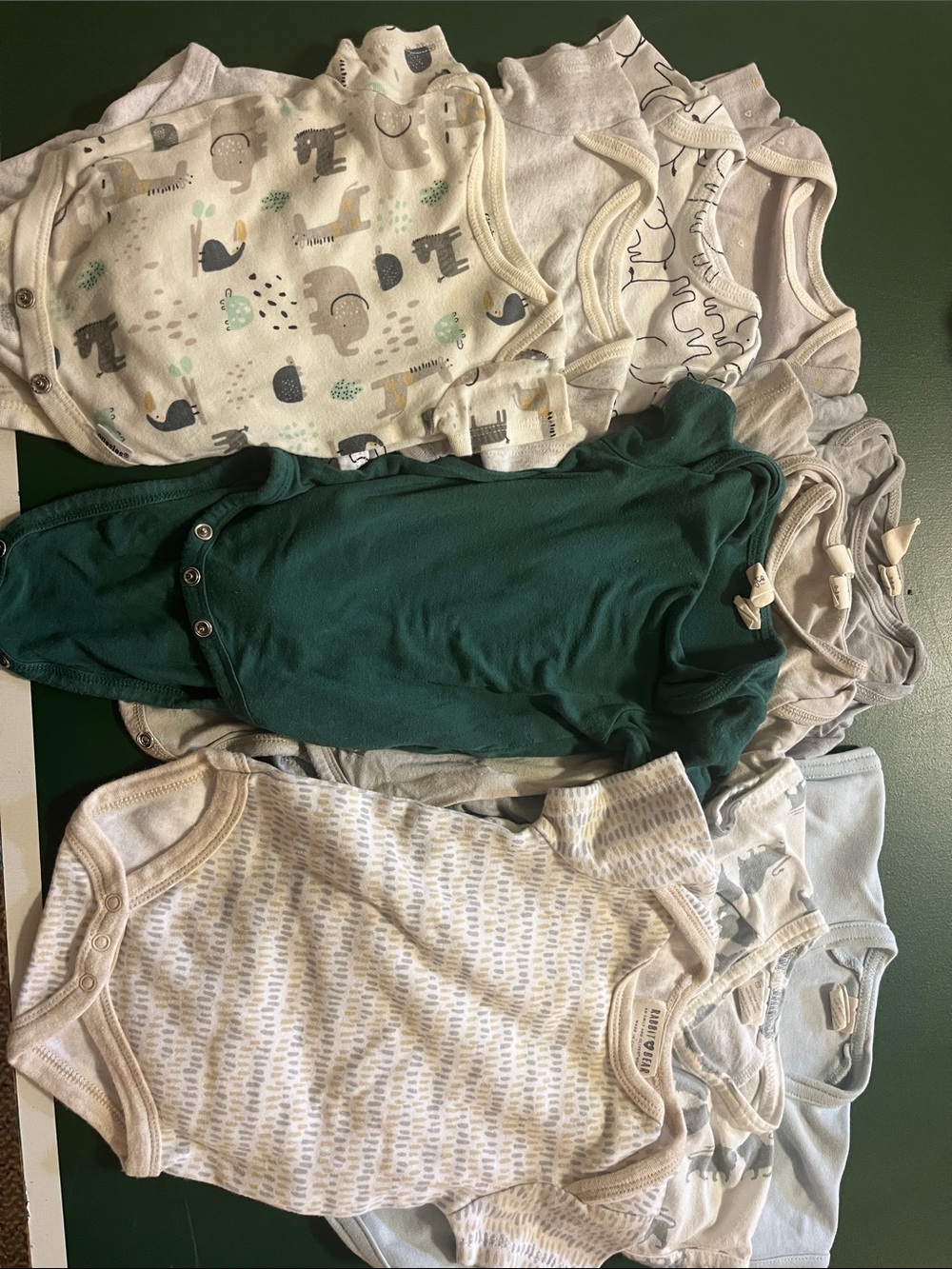 Baby Short-Sleeve Onesie Pack – Forest Green and Neutral Prints
